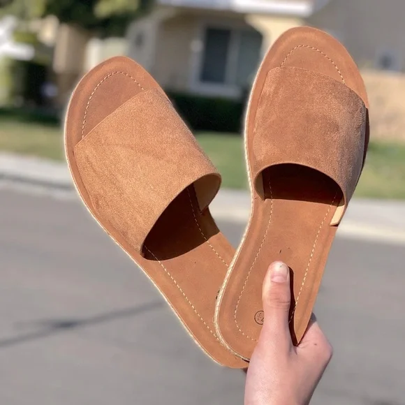 Tan espadrille slip on sandal - Picture 6 of 7